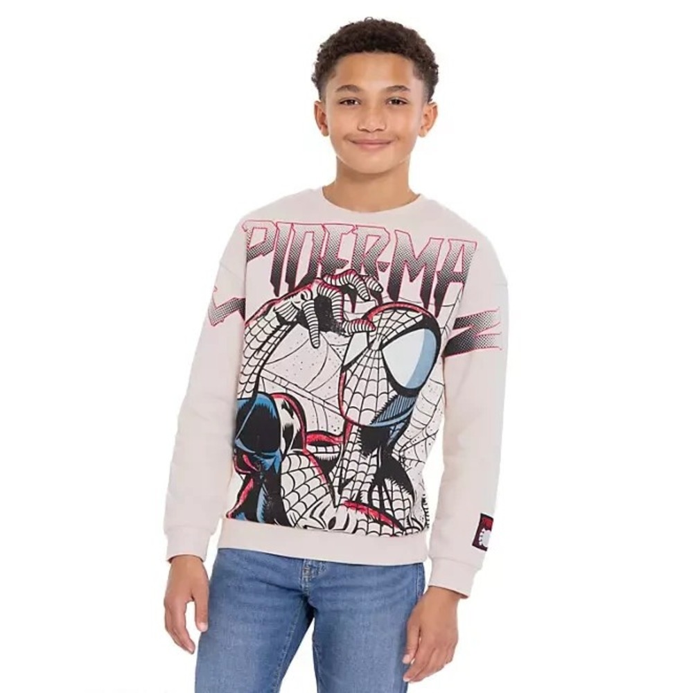 Marvel Spiderman Boys Crewneck Sweatshirt Size M 8 Graphic Fleece Pullover